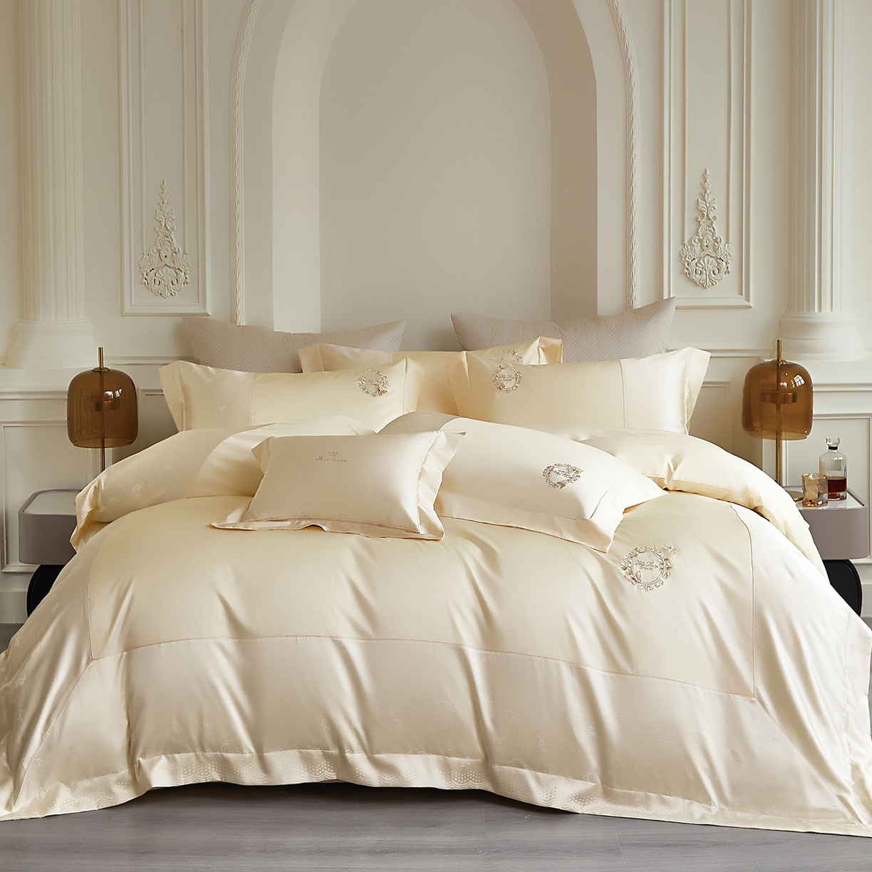 91家纺网 家纺一手货源 找家纺 蒂爵 2026新款高支天丝棉四件套 香槟