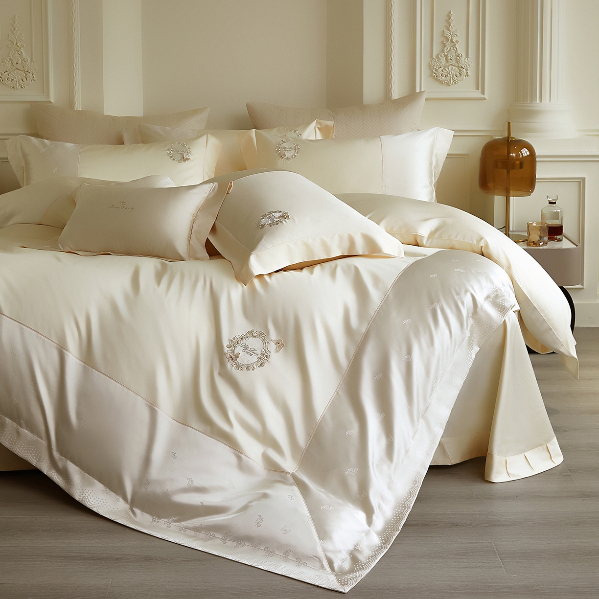 91家纺网 家纺一手货源 找家纺 蒂爵 2026新款高支天丝棉四件套 香槟