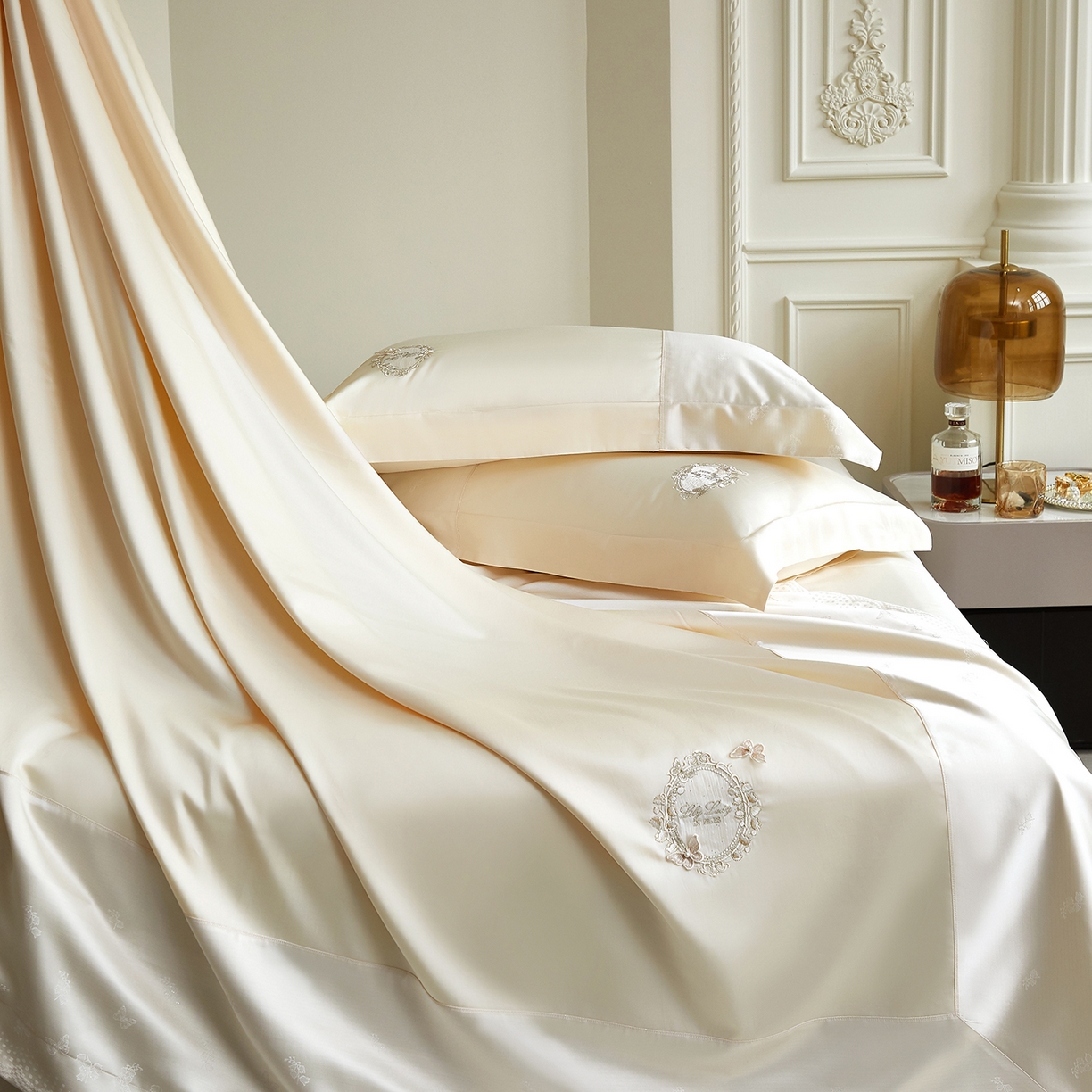 91家纺网 家纺一手货源 找家纺 蒂爵 2026新款高支天丝棉四件套 香槟