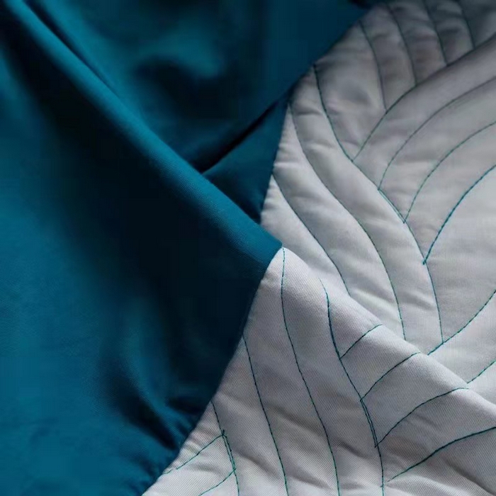 91家纺网 家纺一手货源 找家纺 沁童儿童用品店 2026新款全棉纯棉绗绣夹棉花床笠单件单床笠 宝蓝