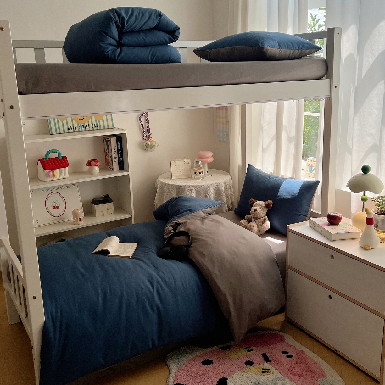 91家纺网 家纺一手货源 找家纺 缦绣阁家纺 2026新款亲肤水洗棉纯色四件套床单被罩被套单件学生宿舍上下铺单人三件套 宝兰浅灰