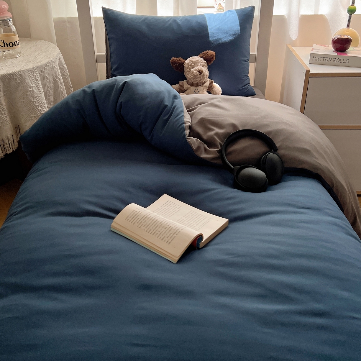 91家纺网 家纺一手货源 找家纺 缦绣阁家纺 2026新款亲肤水洗棉纯色四件套床单被罩被套单件学生宿舍上下铺单人三件套 宝兰浅灰