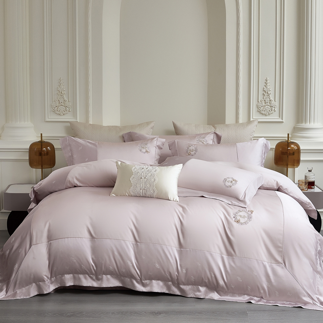 91家纺网 家纺一手货源 找家纺 蒂爵 2026新款高支天丝棉四件套 香芋紫