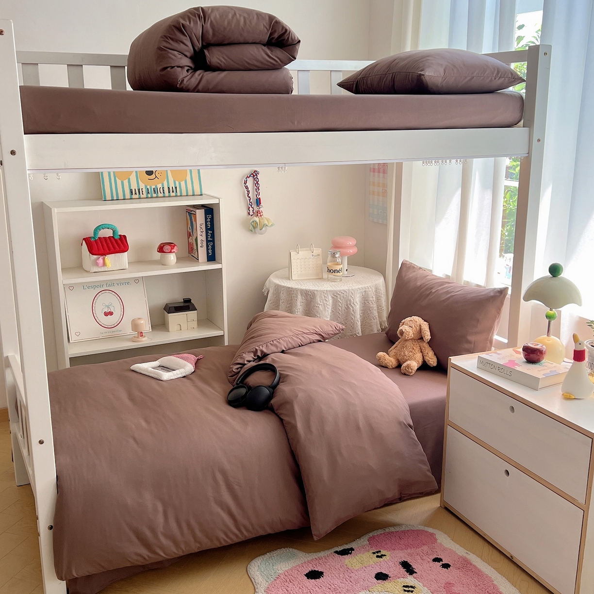 91家纺网 家纺一手货源 找家纺 缦绣阁家纺 2026新款亲肤水洗棉纯色四件套床单被罩被套单件学生宿舍上下铺单人三件套 纯色豆沙