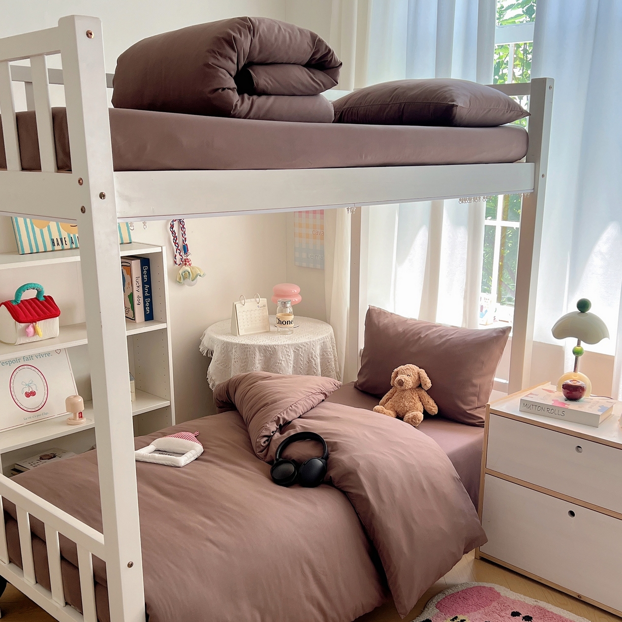 91家纺网 家纺一手货源 找家纺 缦绣阁家纺 2026新款亲肤水洗棉纯色四件套床单被罩被套单件学生宿舍上下铺单人三件套 纯色豆沙