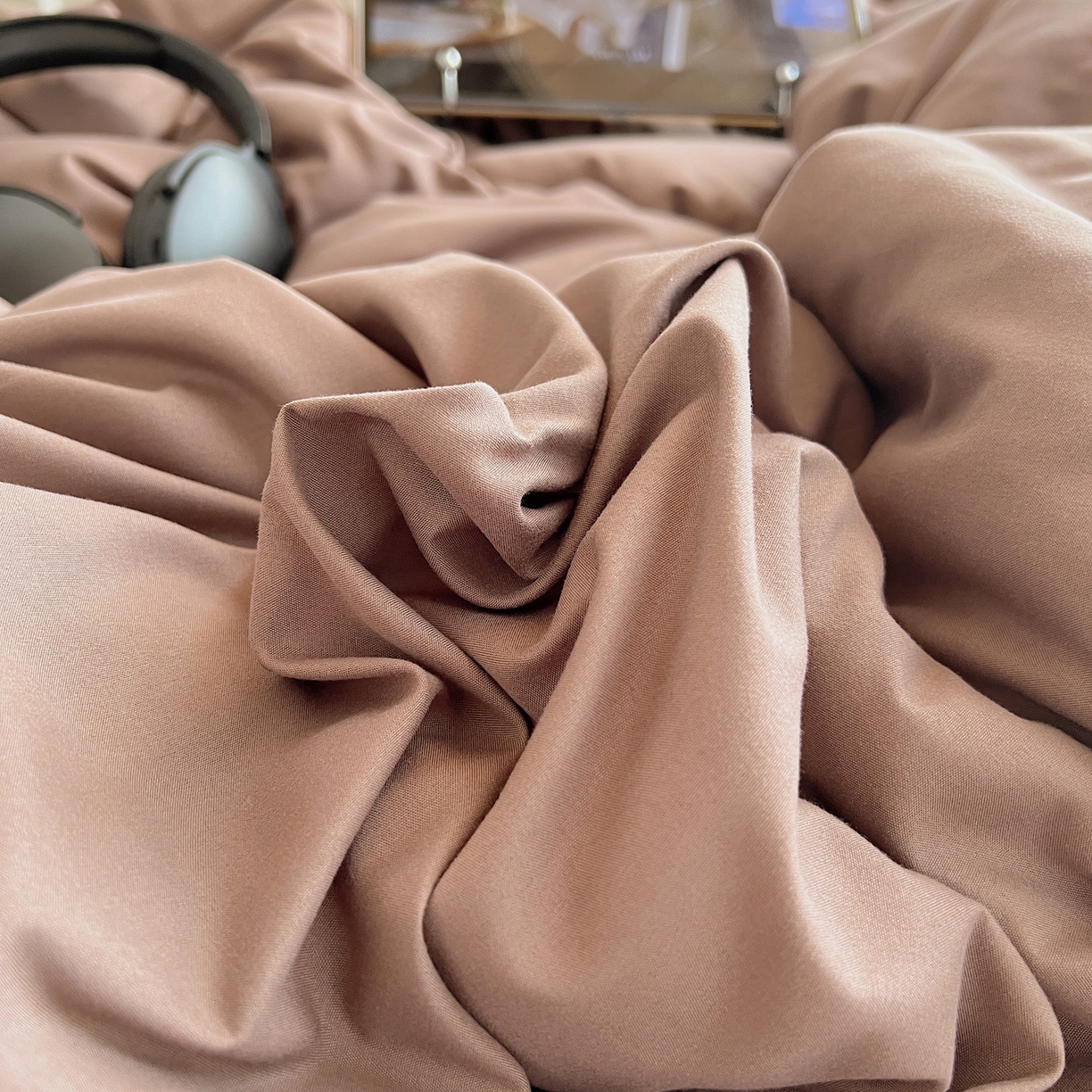 91家纺网 家纺一手货源 找家纺 缦绣阁家纺 2026新款亲肤水洗棉纯色四件套床单被罩被套单件学生宿舍上下铺单人三件套 纯色豆沙