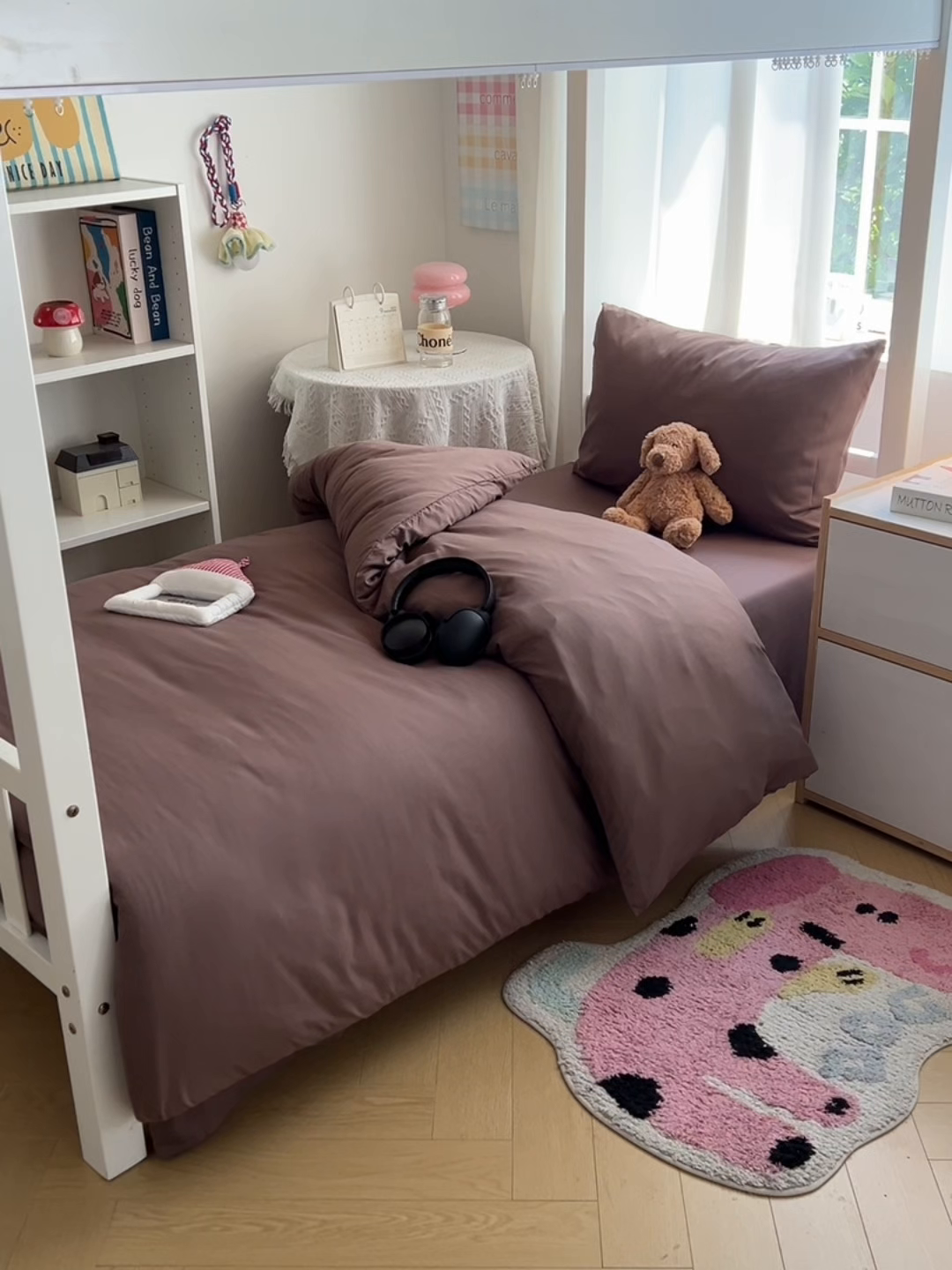 91家纺网 家纺一手货源 找家纺 缦绣阁家纺 2026新款亲肤水洗棉纯色四件套床单被罩被套单件学生宿舍上下铺单人三件套 纯色豆沙