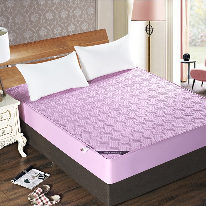 沁童儿童用品店 2026新款全棉纯棉绗绣夹棉花床笠单件单床笠 粉色