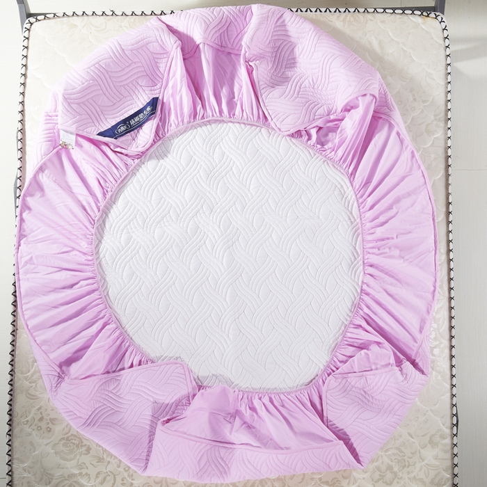 91家纺网 家纺一手货源 找家纺 沁童儿童用品店 2026新款全棉纯棉绗绣夹棉花床笠单件单床笠 粉色