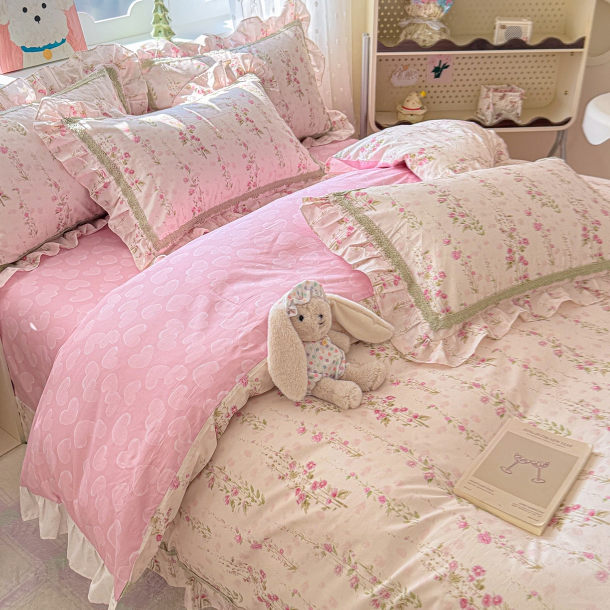 91家纺网 家纺一手货源 找家纺 （总）眠屿家纺 2026新款40支全棉纯棉小清新法式花边款四件套