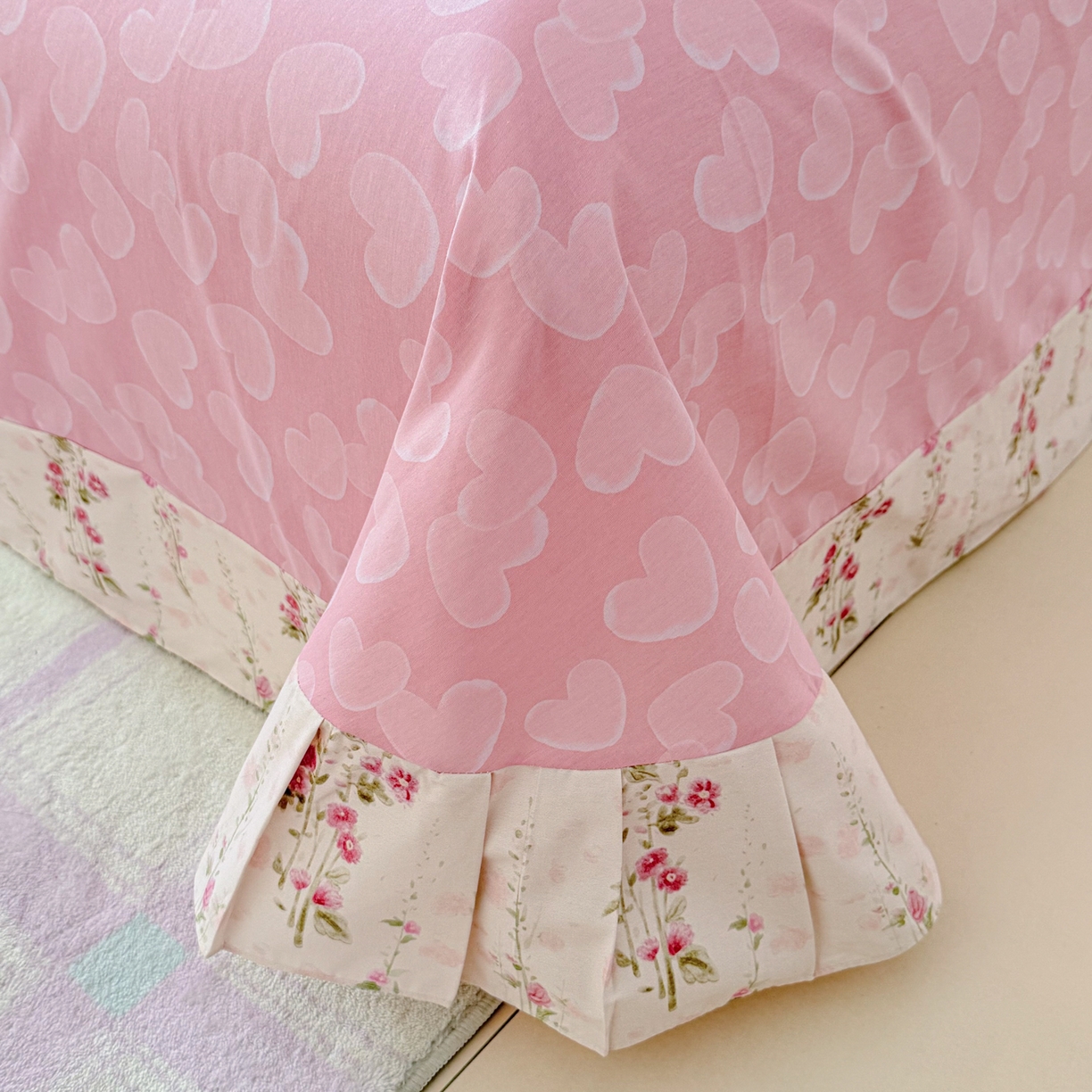 91家纺网 家纺一手货源 找家纺 （总）眠屿家纺 2026新款40支全棉纯棉小清新法式花边款四件套