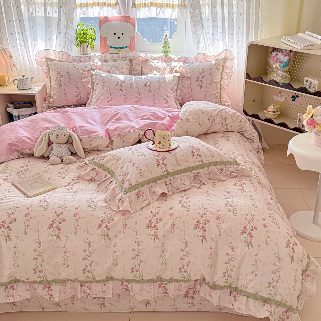 91家纺网 家纺一手货源 找家纺 （总）眠屿家纺 2026新款40支全棉纯棉小清新法式花边款四件套