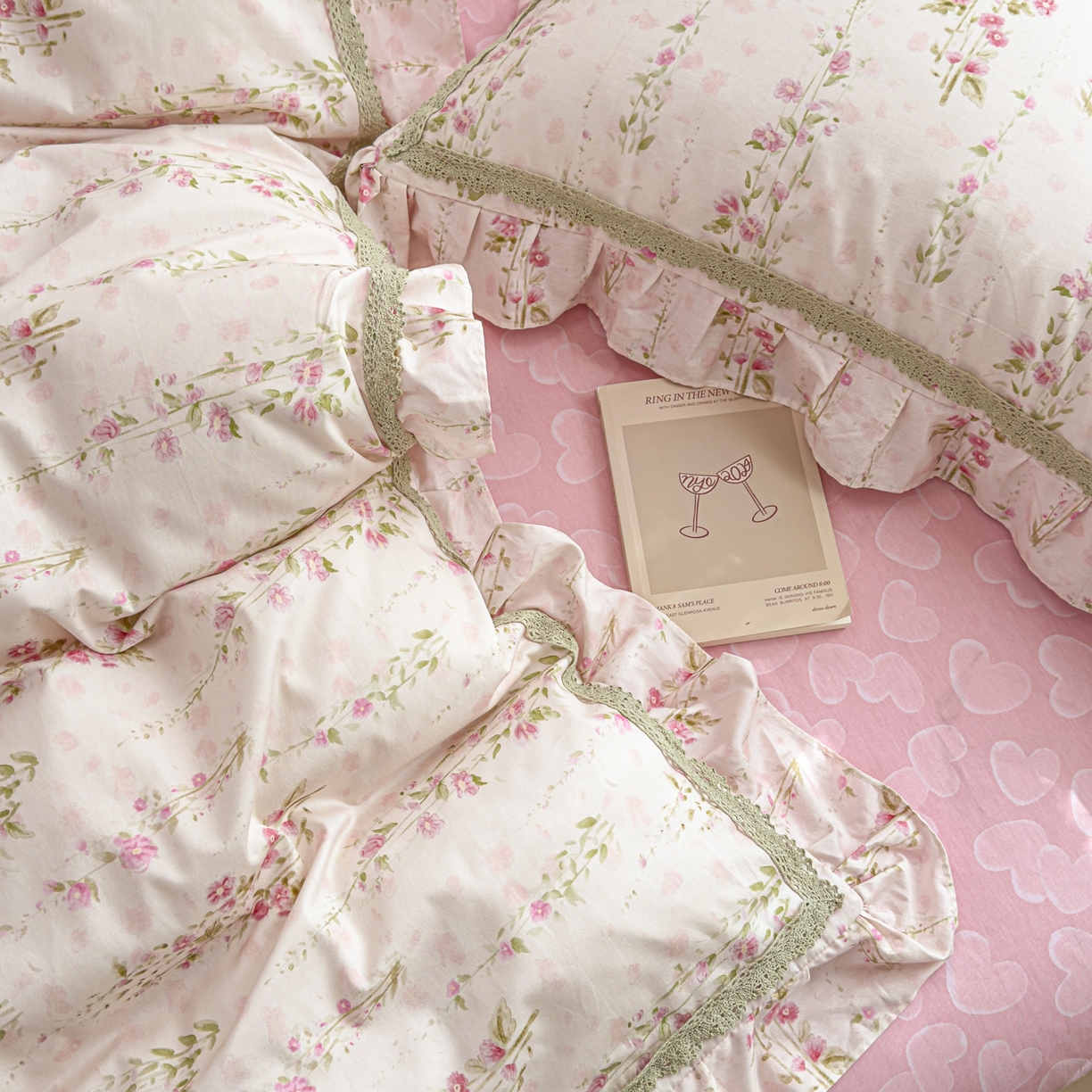 91家纺网 家纺一手货源 找家纺 （总）眠屿家纺 2026新款40支全棉纯棉小清新法式花边款四件套