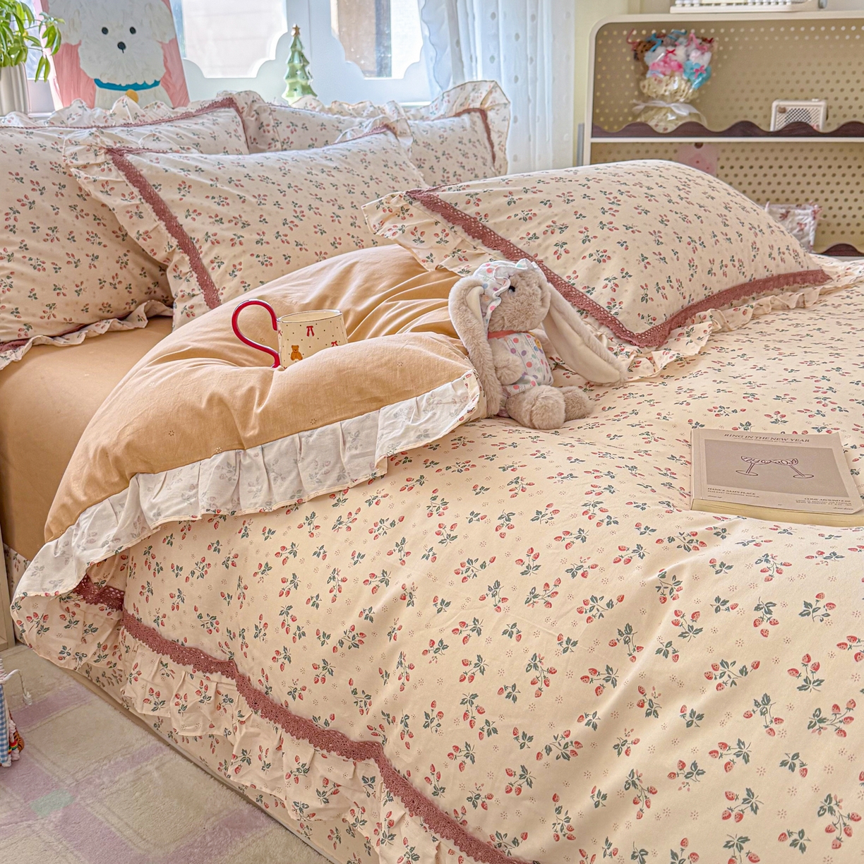 91家纺网 家纺一手货源 找家纺 （总）眠屿家纺 2026新款40支全棉纯棉小清新法式花边款四件套