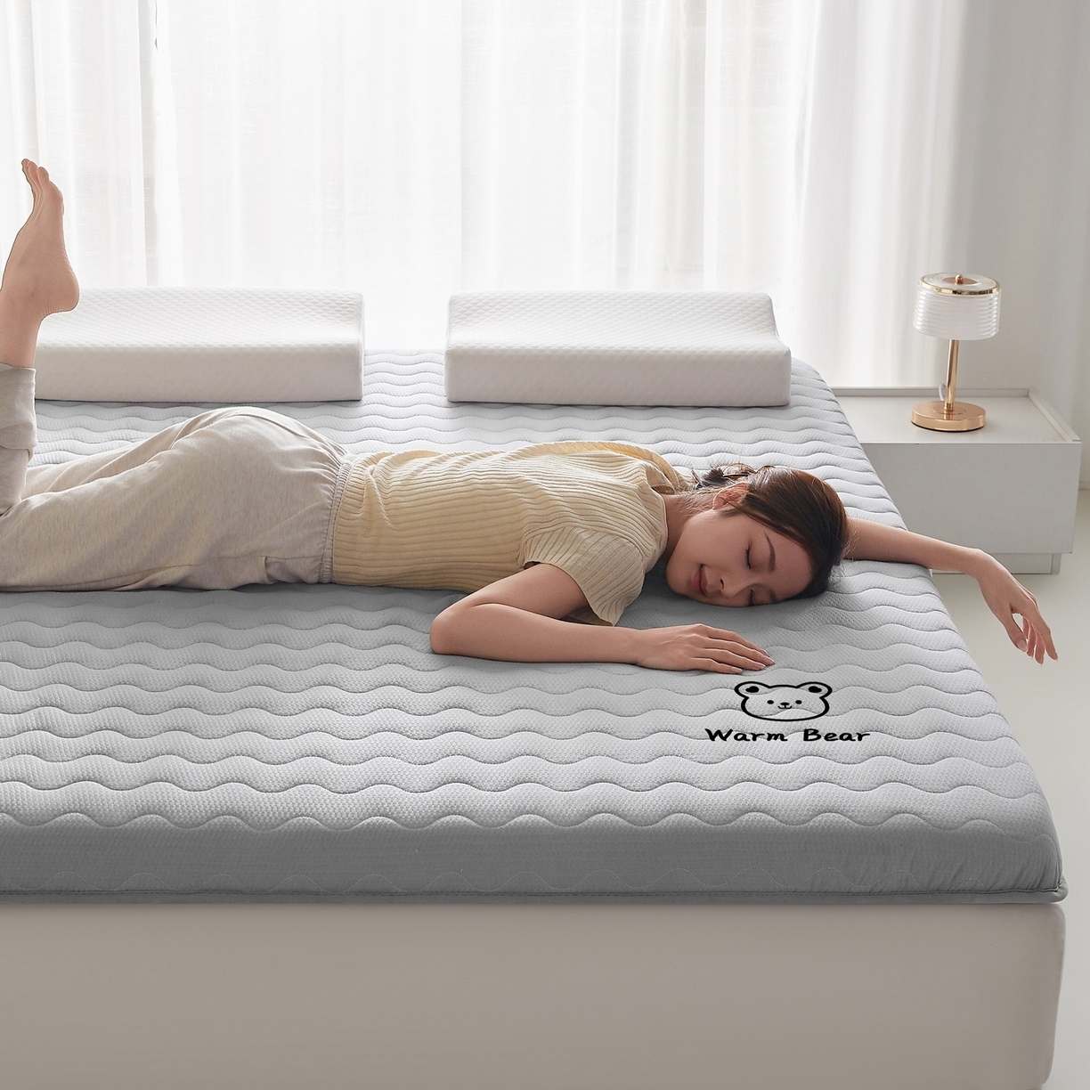 91家纺网 家纺一手货源 找家纺 喜她床垫 2026新款磨毛泡泡抗压棉床垫 泡泡灰色（5cm）