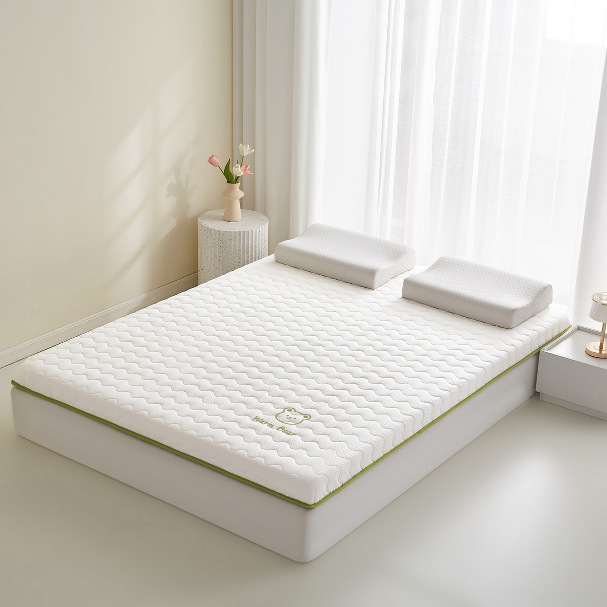 91家纺网 家纺一手货源 找家纺 喜她床垫 2026新款磨毛泡泡抗压棉床垫 泡泡白色（5cm）