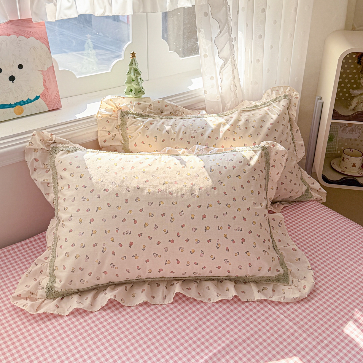 91家纺网 家纺一手货源 找家纺 眠屿家纺 2026新款40支全棉纯棉小清新法式花边款四件套 富贵香韵