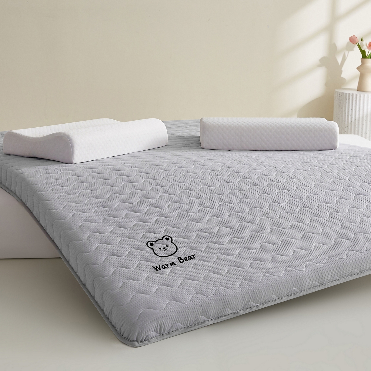 91家纺网 家纺一手货源 找家纺 喜她床垫 2026新款磨毛泡泡抗压棉床垫 泡泡灰色（5cm）