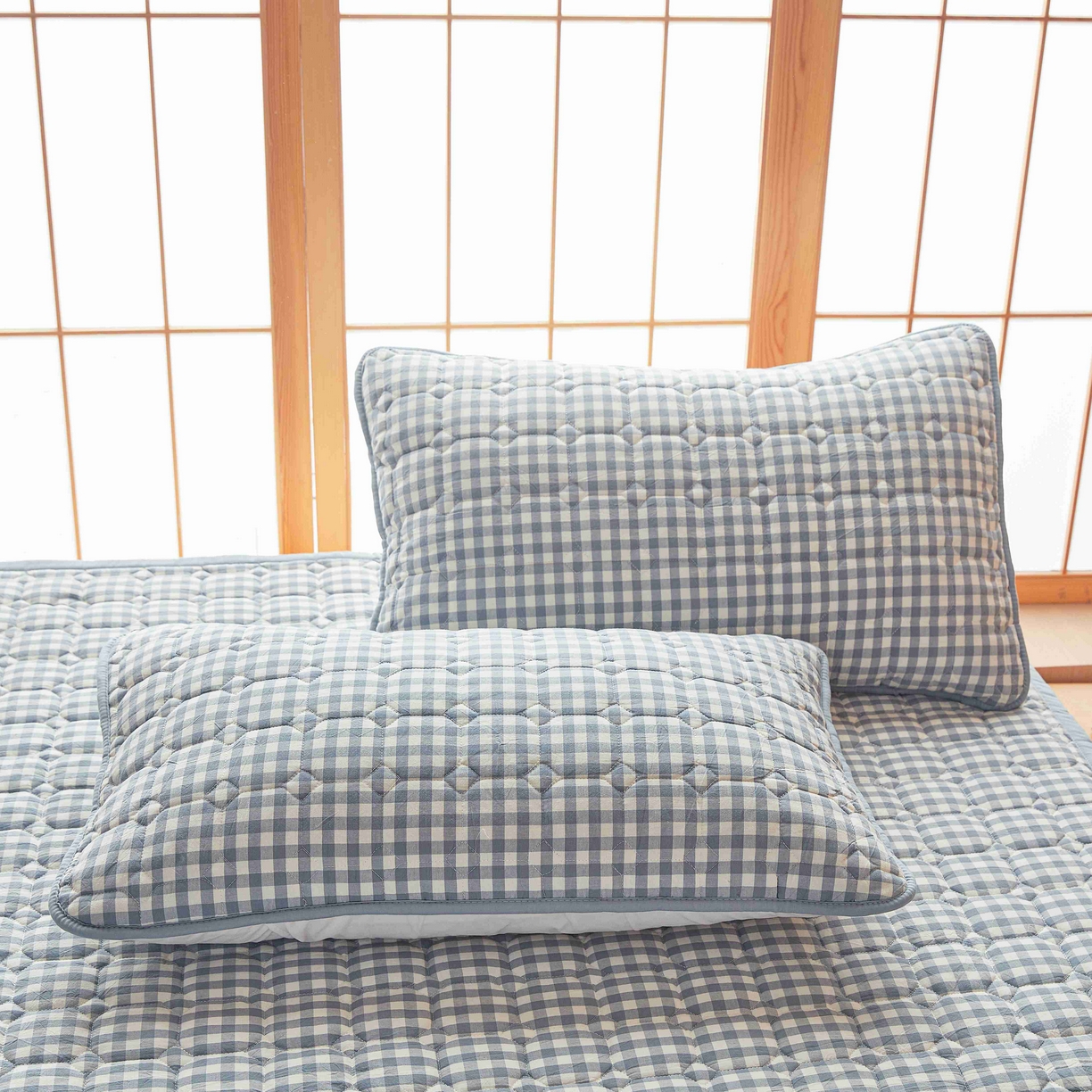 91家纺网 家纺一手货源 找家纺 曼陀罗 2026新款无印风新疆棉花床垫床护垫 蓝小格