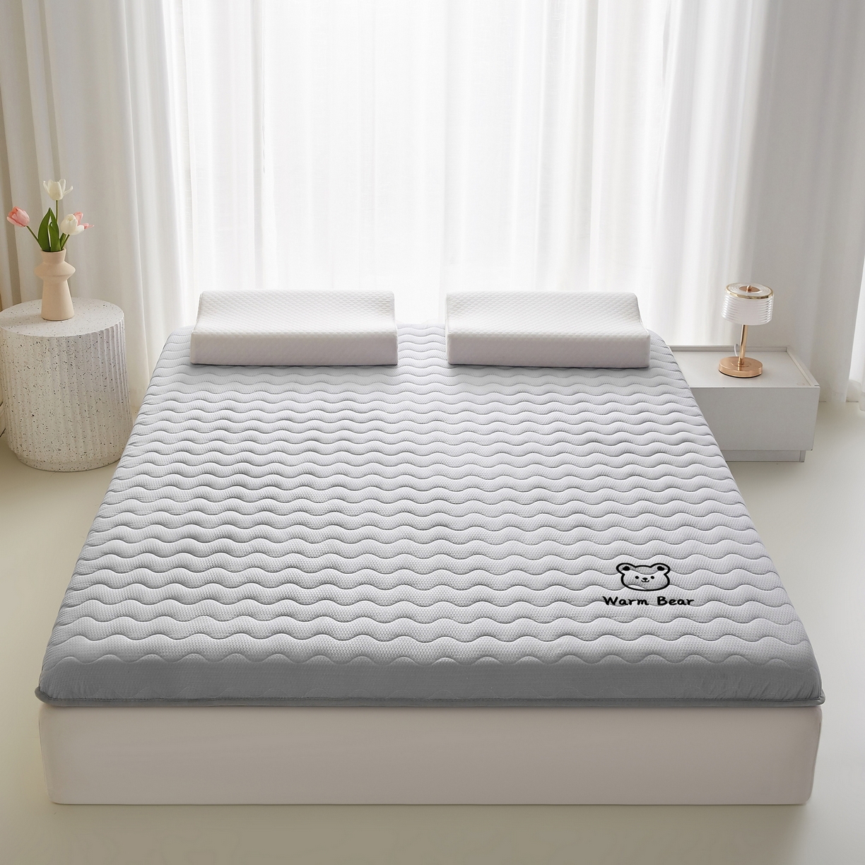 91家纺网 家纺一手货源 找家纺 喜她床垫 2026新款磨毛泡泡抗压棉床垫 泡泡灰色（8cm）