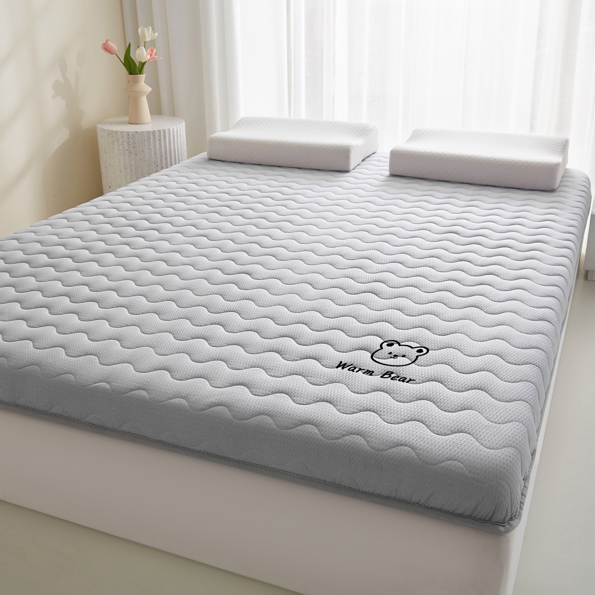 91家纺网 家纺一手货源 找家纺 喜她床垫 2026新款磨毛泡泡抗压棉床垫 泡泡灰色（8cm）