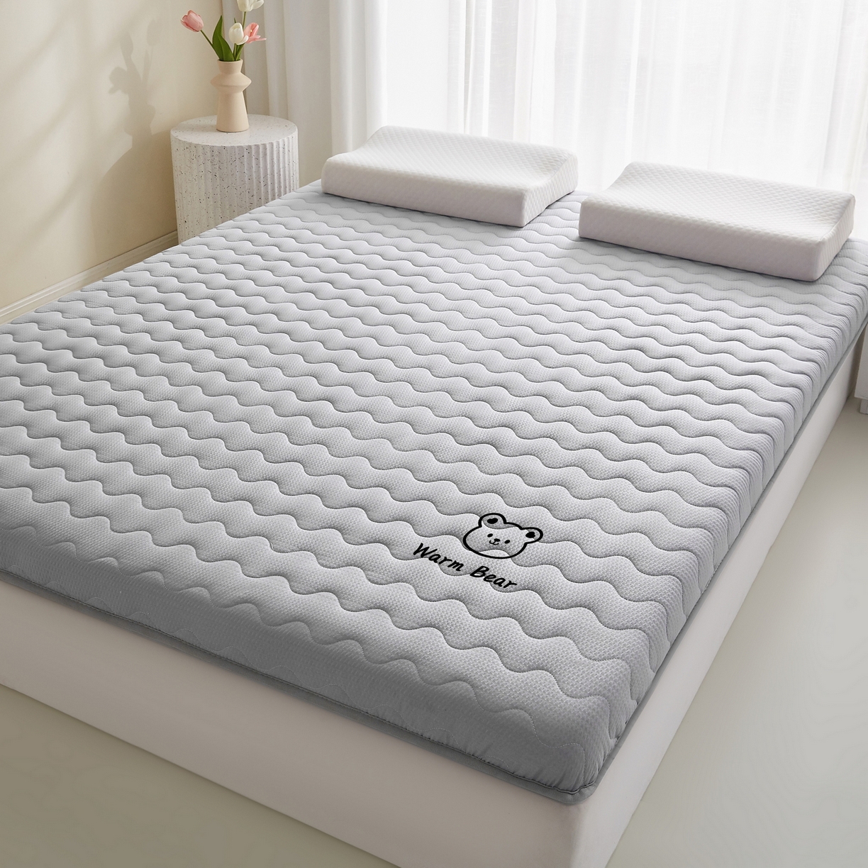 91家纺网 家纺一手货源 找家纺 喜她床垫 2026新款磨毛泡泡抗压棉床垫 泡泡灰色（8cm）