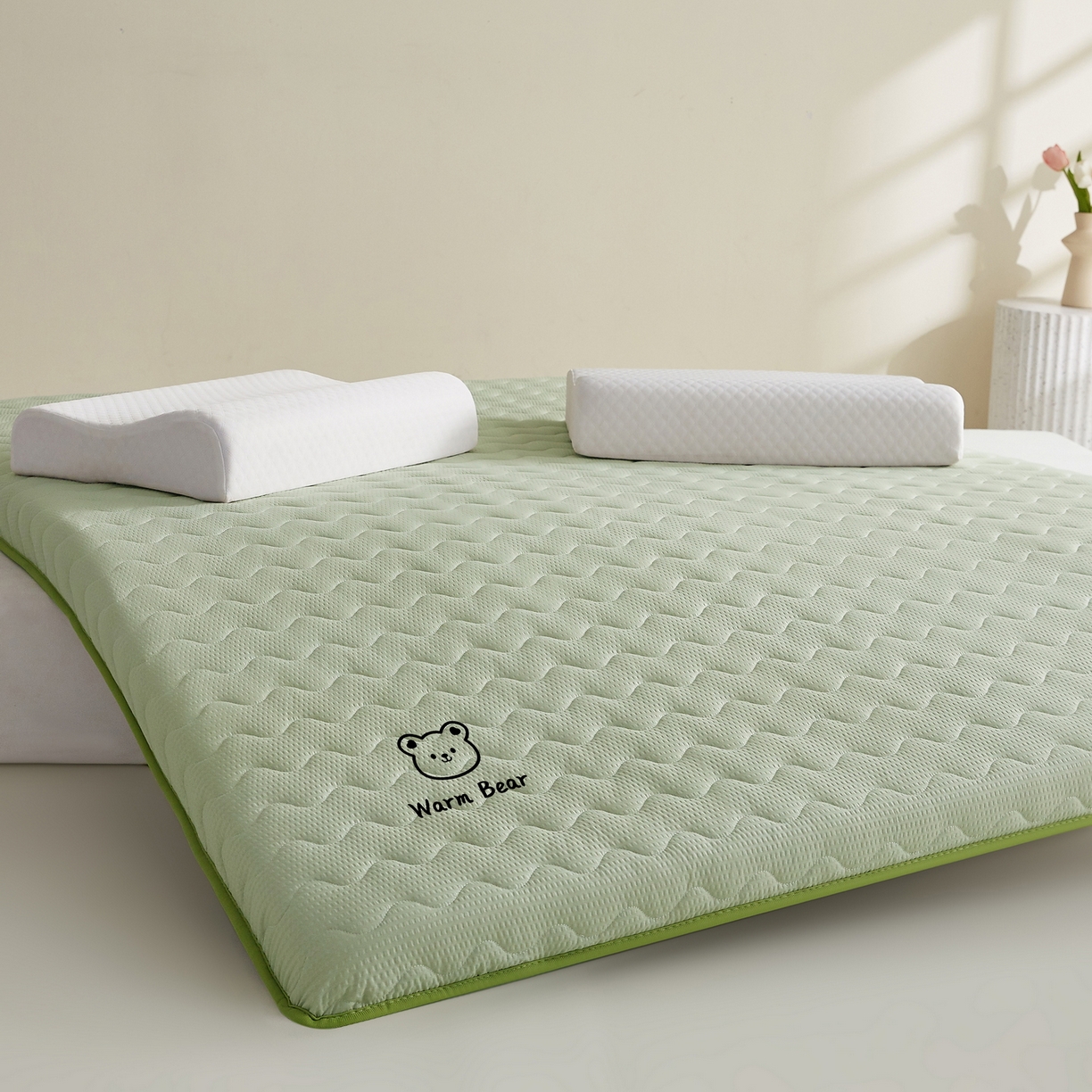 91家纺网 家纺一手货源 找家纺 喜她床垫 2026新款磨毛泡泡抗压棉床垫 泡泡绿色（5cm）