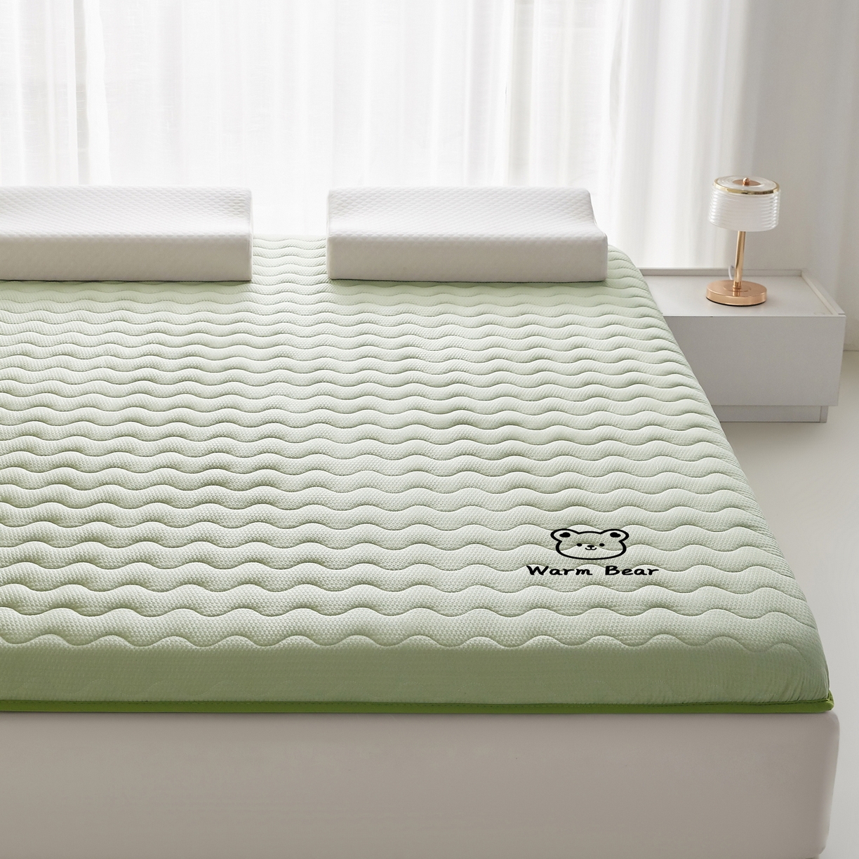 91家纺网 家纺一手货源 找家纺 喜她床垫 2026新款磨毛泡泡抗压棉床垫 泡泡绿色（5cm）