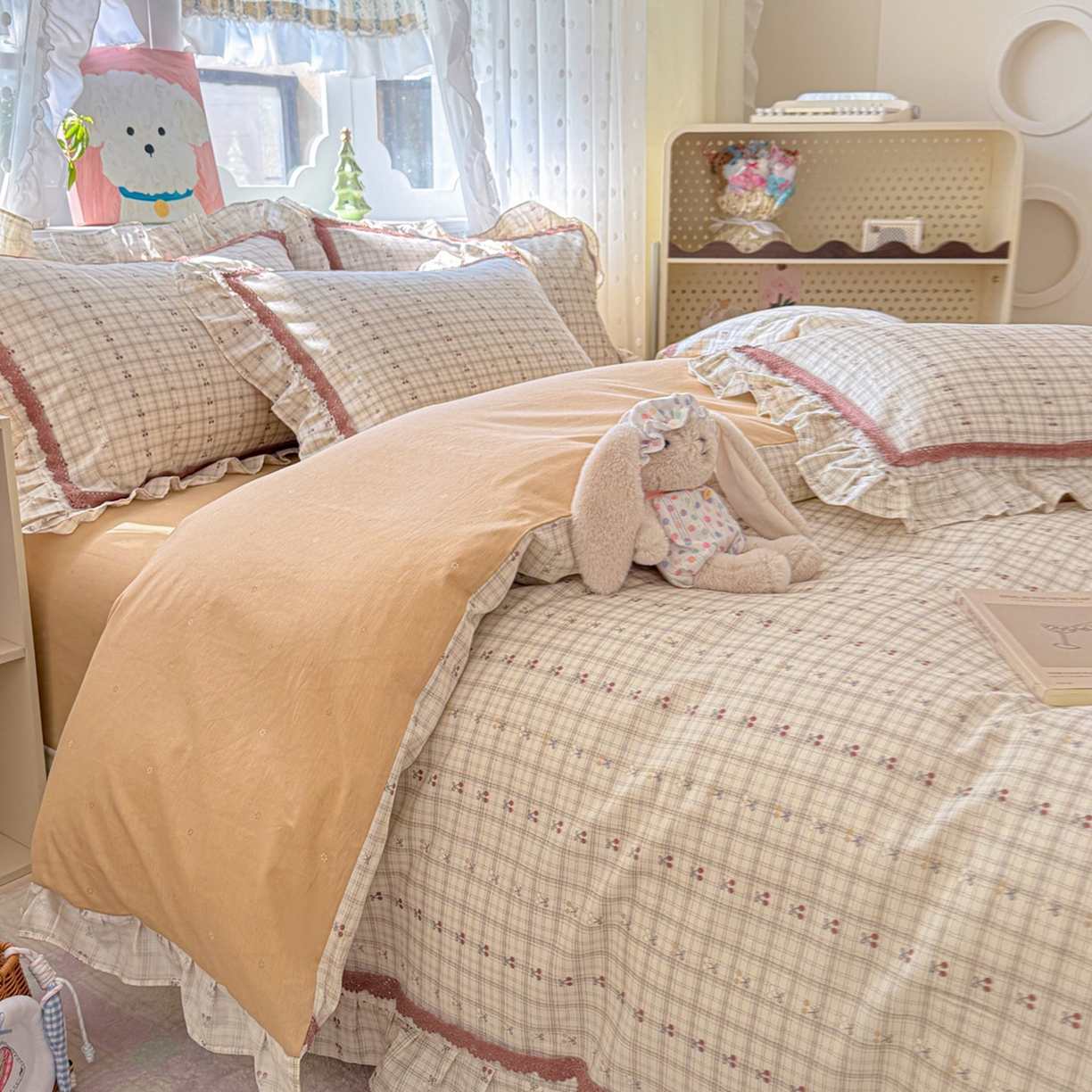 91家纺网 家纺一手货源 找家纺 眠屿家纺 2026新款40支全棉纯棉小清新法式花边款四件套 幽韵飘香