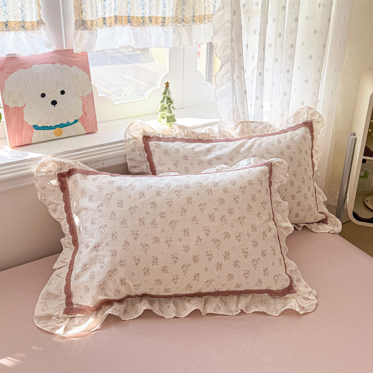 91家纺网 家纺一手货源 找家纺 眠屿家纺 2026新款40支全棉纯棉小清新法式花边款四件套 怡人香舍