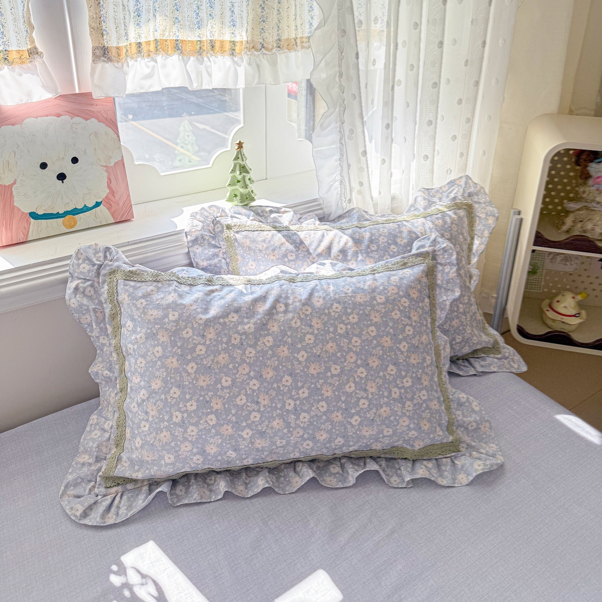 91家纺网 家纺一手货源 找家纺 眠屿家纺 2026新款40支全棉纯棉小清新法式花边款四件套 卡罗时光