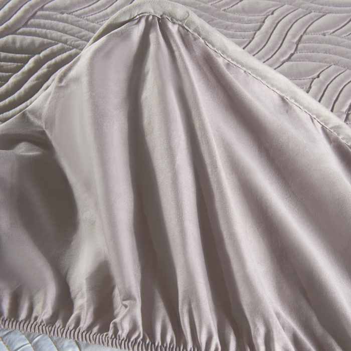 91家纺网 家纺一手货源 找家纺 沁童儿童用品店 2026新款全棉纯棉绗绣夹棉花床笠单件单床笠 灰色