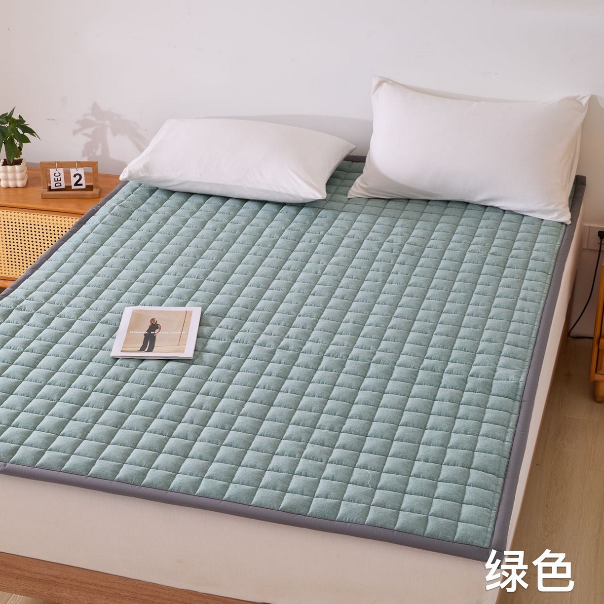 沁童儿童用品店 2026新款全棉纯棉水洗棉软垫 绿色