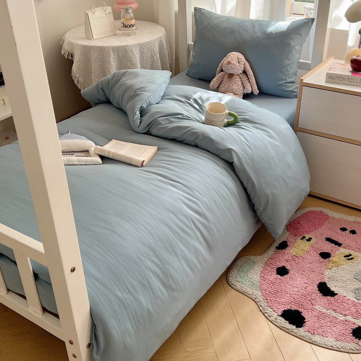 91家纺网 家纺一手货源 找家纺 缦绣阁家纺 2026新款亲肤水洗棉纯色四件套床单被罩被套单件学生宿舍上下铺单人三件套 纯色墨兰