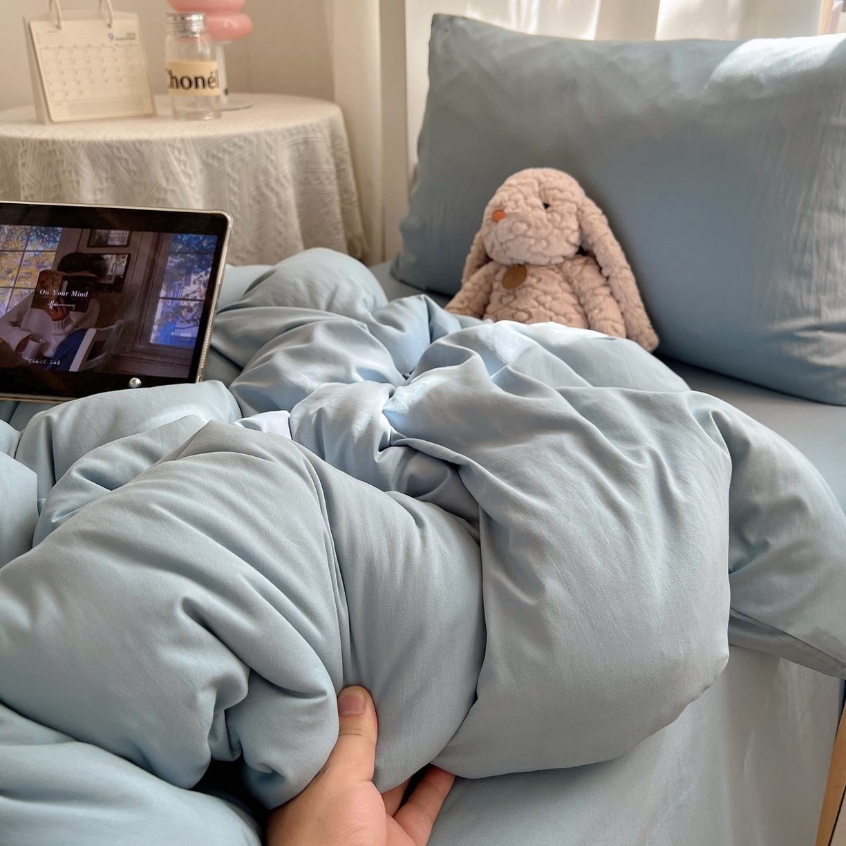 91家纺网 家纺一手货源 找家纺 缦绣阁家纺 2026新款亲肤水洗棉纯色四件套床单被罩被套单件学生宿舍上下铺单人三件套 纯色墨兰