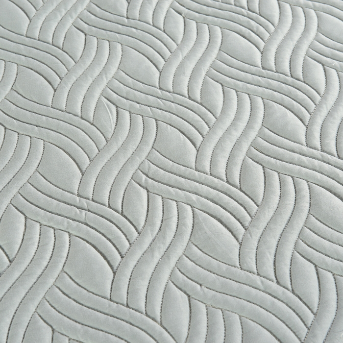 91家纺网 家纺一手货源 找家纺 沁童儿童用品店 2026新款全棉纯棉绗绣夹棉花床笠单件单床笠 绿灰