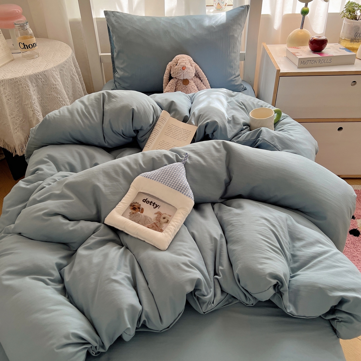 91家纺网 家纺一手货源 找家纺 缦绣阁家纺 2026新款亲肤水洗棉纯色四件套床单被罩被套单件学生宿舍上下铺单人三件套 纯色墨兰