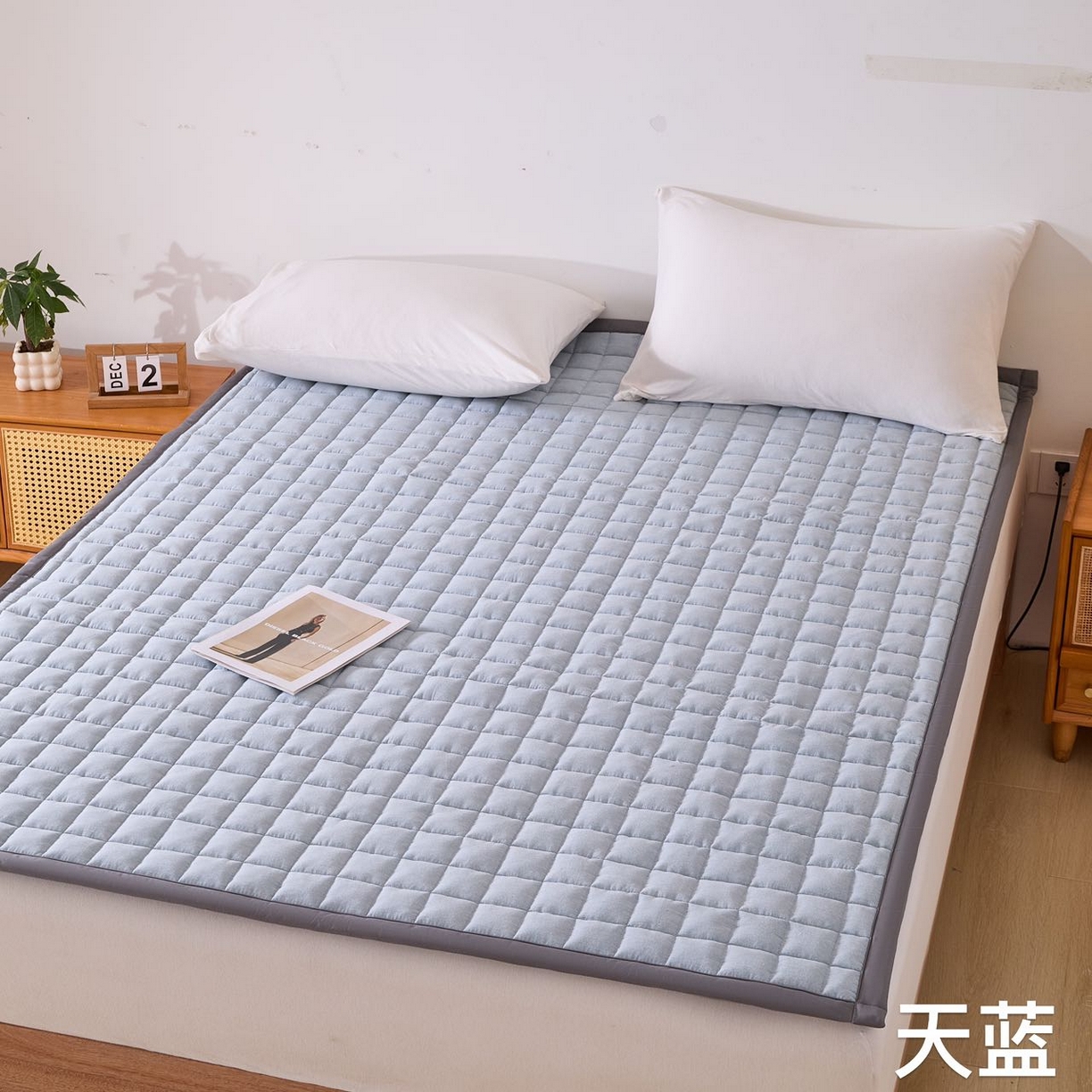 沁童儿童用品店 2026新款全棉纯棉水洗棉软垫 天蓝