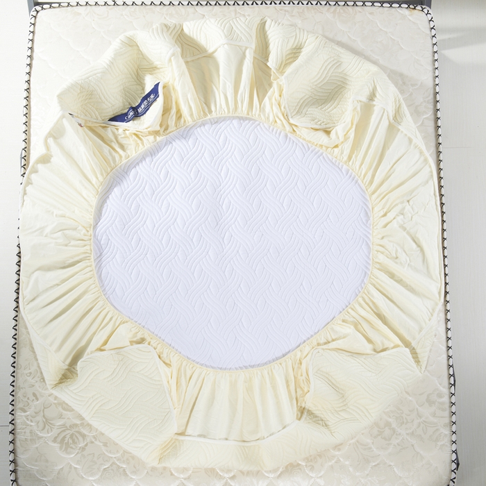 91家纺网 家纺一手货源 找家纺 沁童儿童用品店 2026新款全棉纯棉绗绣夹棉花床笠单件单床笠 米黄