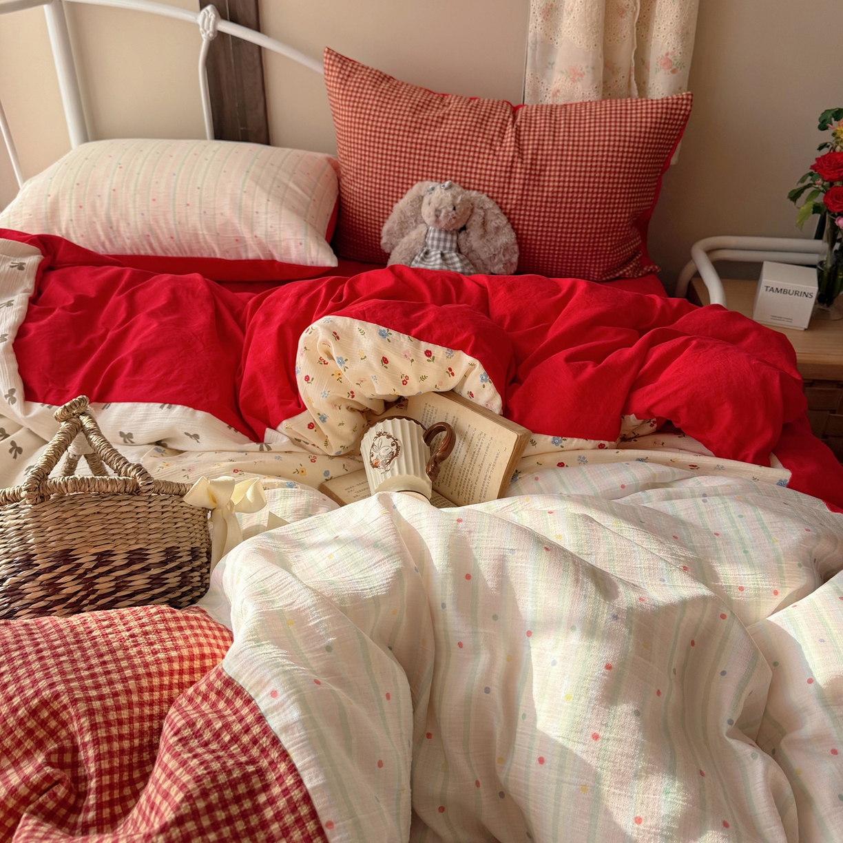 轻奢坊 2026春夏新款皱皱纱双层纱拼接复古四件套-集梦 集梦彩虹