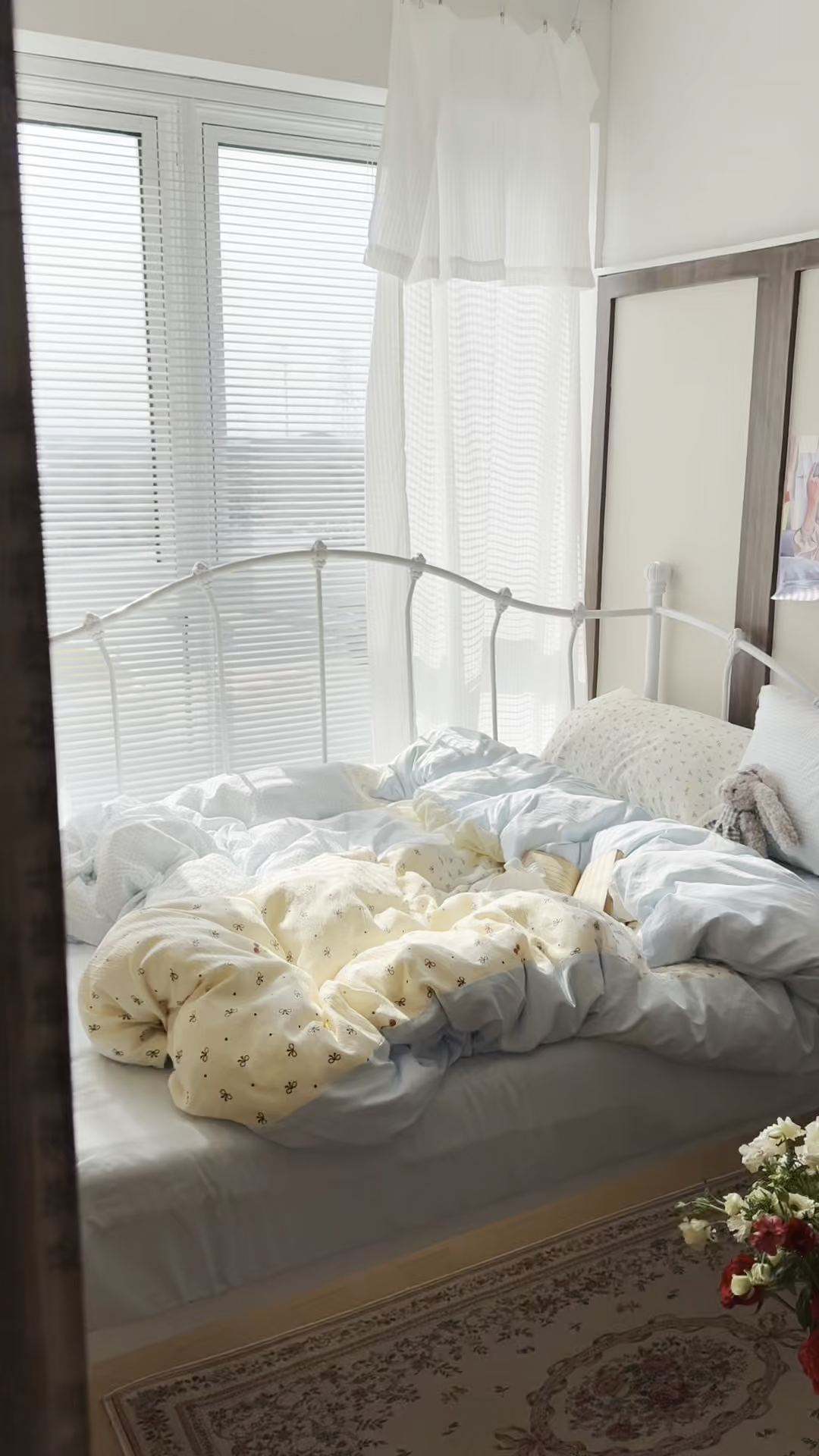 91家纺网 家纺一手货源 找家纺 轻奢坊 2026春夏新款皱皱纱双层纱拼接复古四件套-集梦 集梦奶蓝