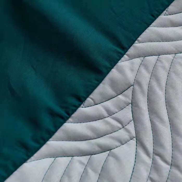 91家纺网 家纺一手货源 找家纺 沁童儿童用品店 2026新款全棉纯棉绗绣夹棉花床笠单件单床笠 深绿