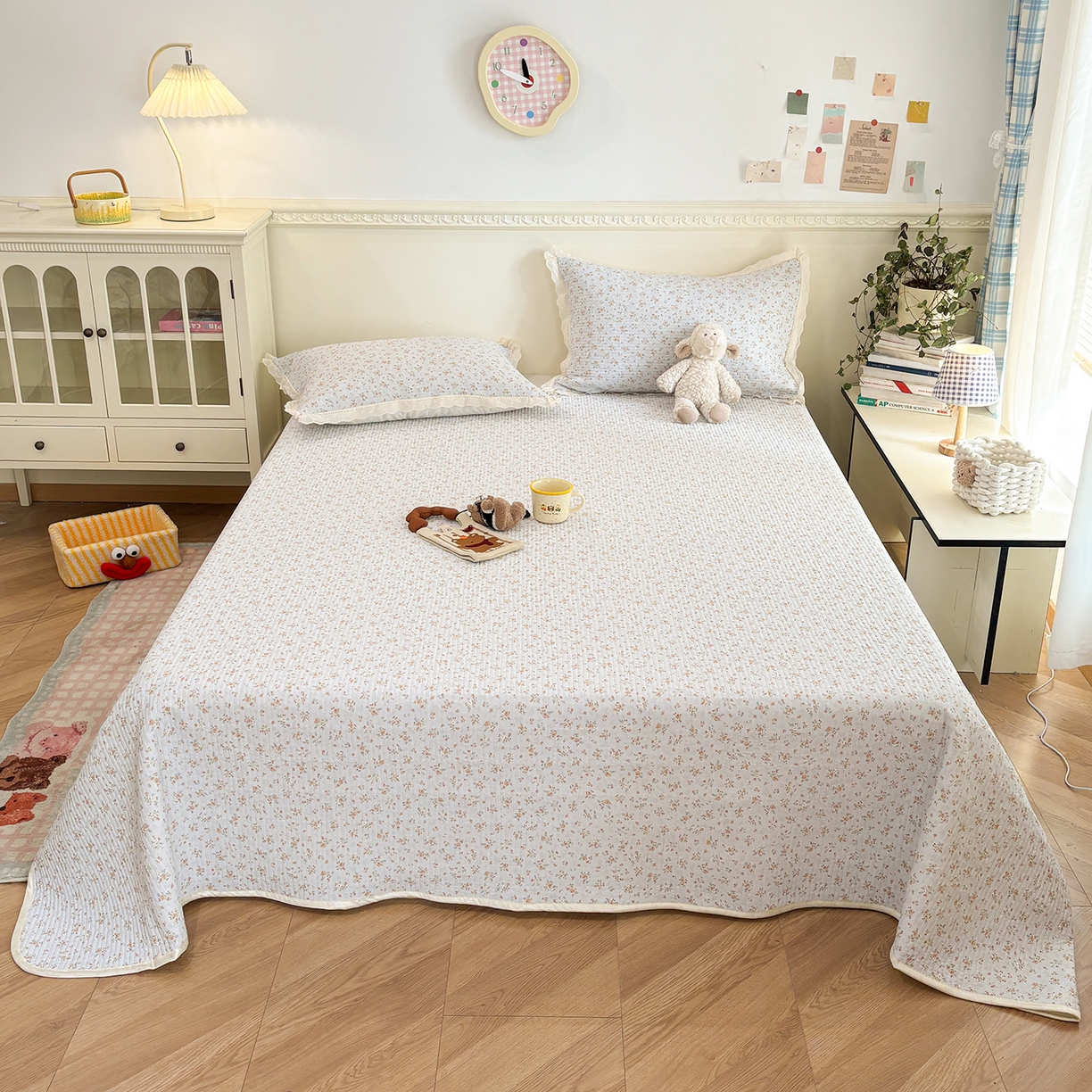 91家纺网 家纺一手货源 找家纺 优悦生活馆 2026新款花边款锦氨凉感丝夏被 蓝岛