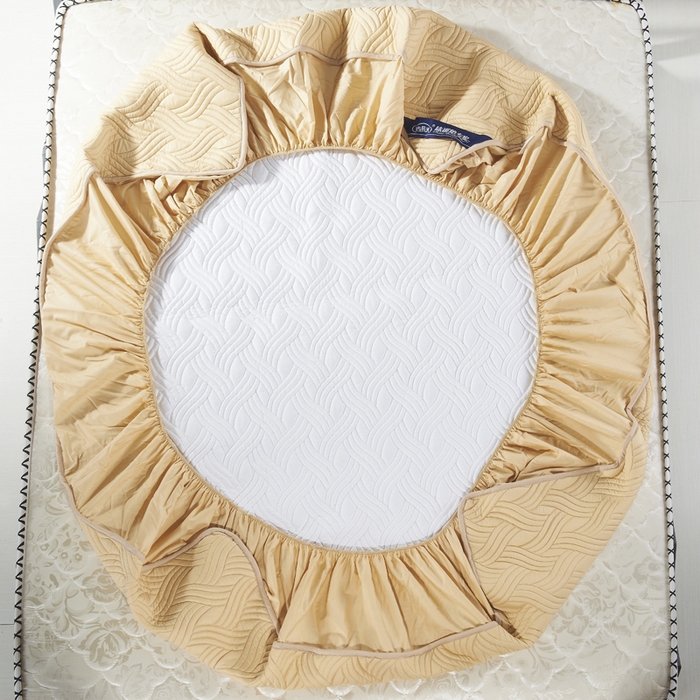 91家纺网 家纺一手货源 找家纺 沁童儿童用品店 2026新款全棉纯棉绗绣夹棉花床笠单件单床笠 驼色