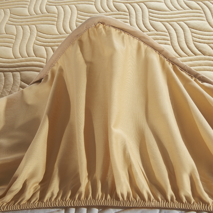 91家纺网 家纺一手货源 找家纺 沁童儿童用品店 2026新款全棉纯棉绗绣夹棉花床笠单件单床笠 驼色