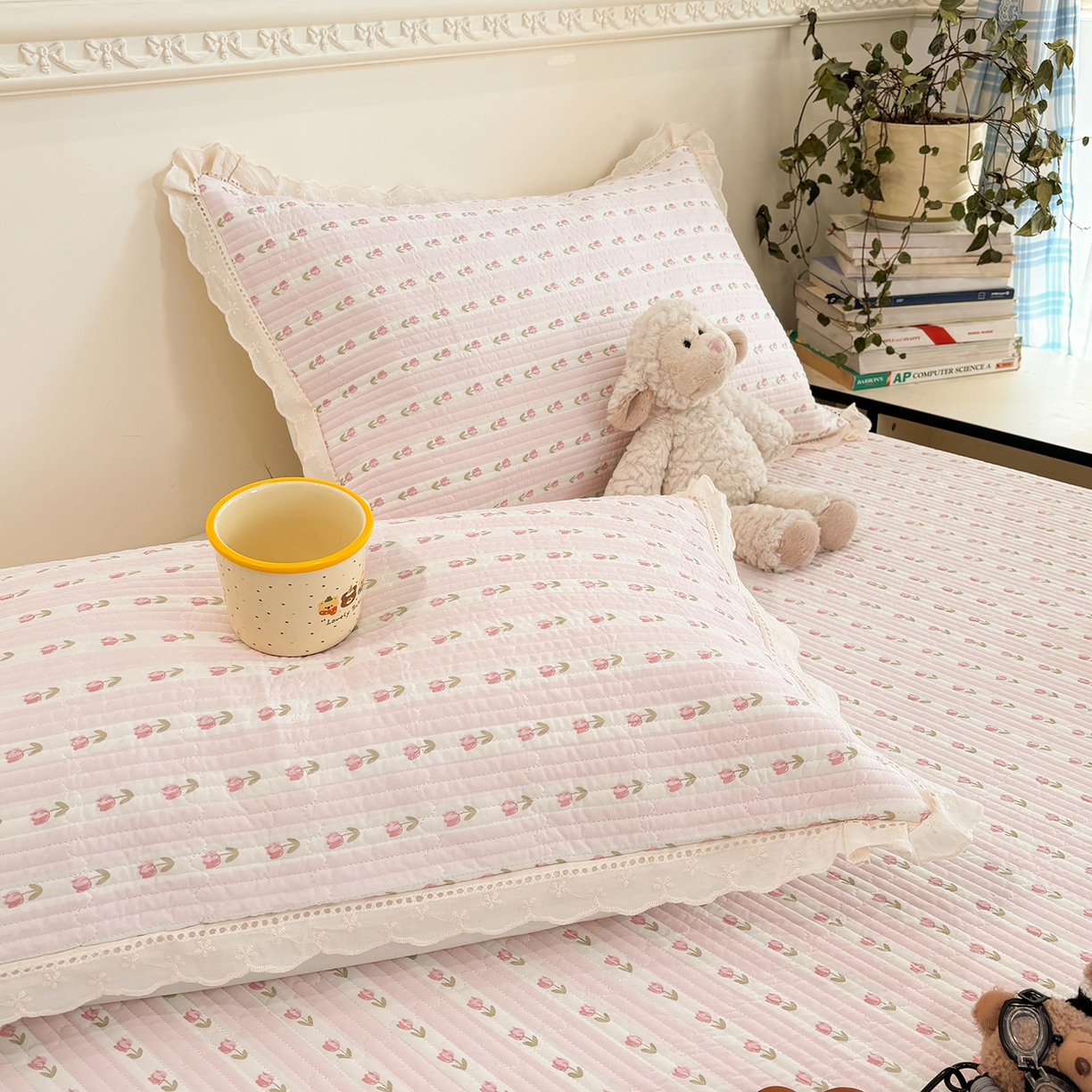 91家纺网 家纺一手货源 找家纺 优悦生活馆 2026新款花边款锦氨凉感丝夏被 粉黛