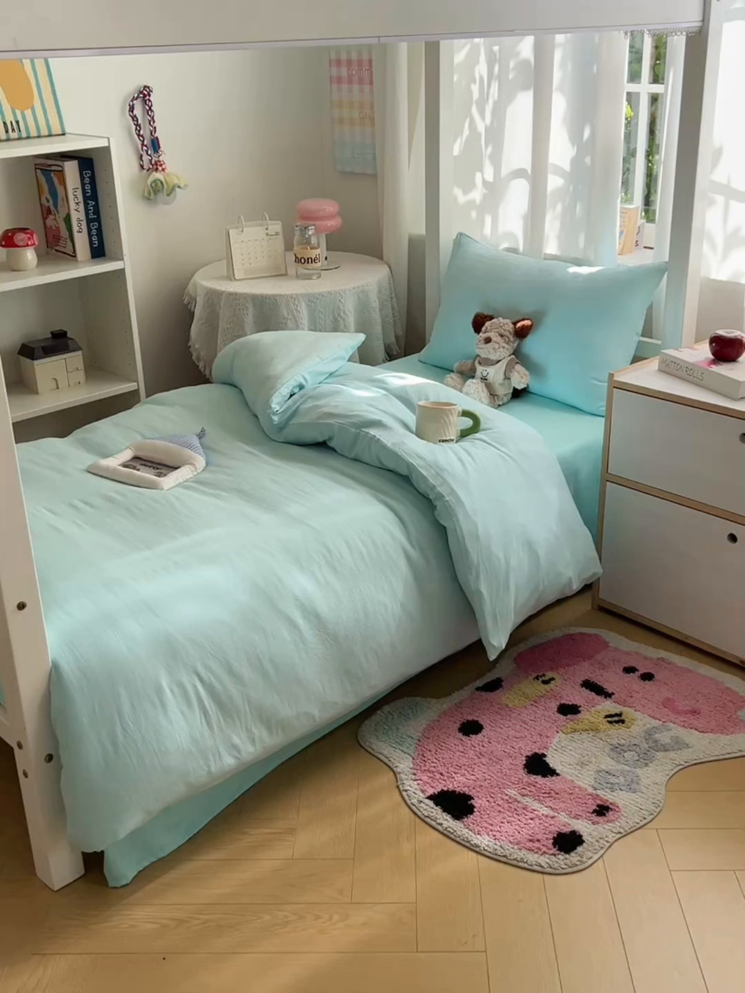 91家纺网 家纺一手货源 找家纺 缦绣阁家纺 2026新款亲肤水洗棉纯色四件套床单被罩被套单件学生宿舍上下铺单人三件套 纯色水绿