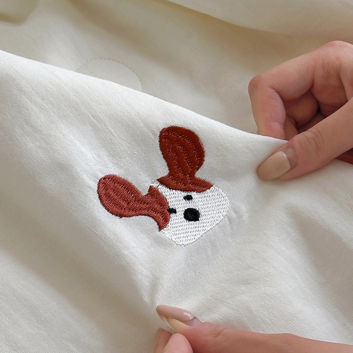 91家纺网 家纺一手货源 找家纺 （总）一加一 2026新款全棉双层纱刺绣大豆夏被-棉纱萌趣