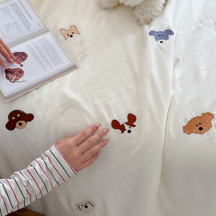 91家纺网 家纺一手货源 找家纺 （总）一加一 2026新款全棉双层纱刺绣大豆夏被-棉纱萌趣