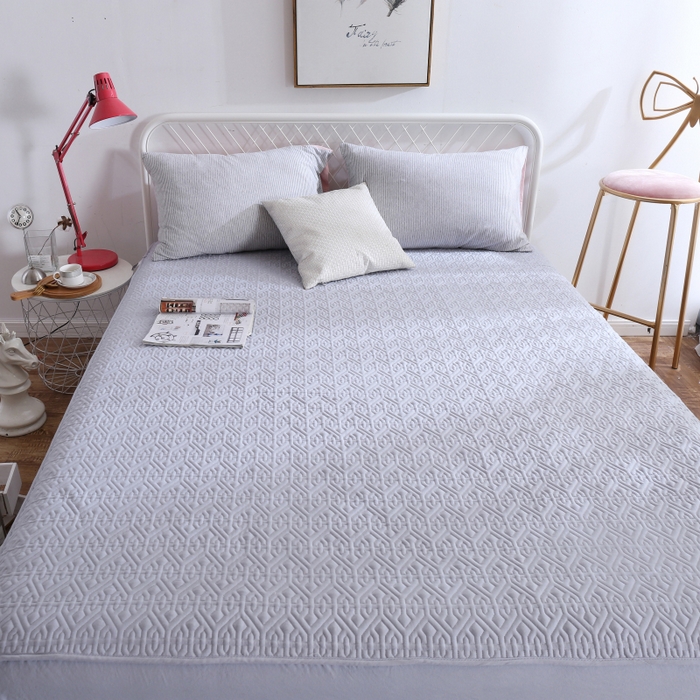 沁童儿童用品店 2026新款高克重磨毛水洗斜纹床笠全包加棉款 灰色